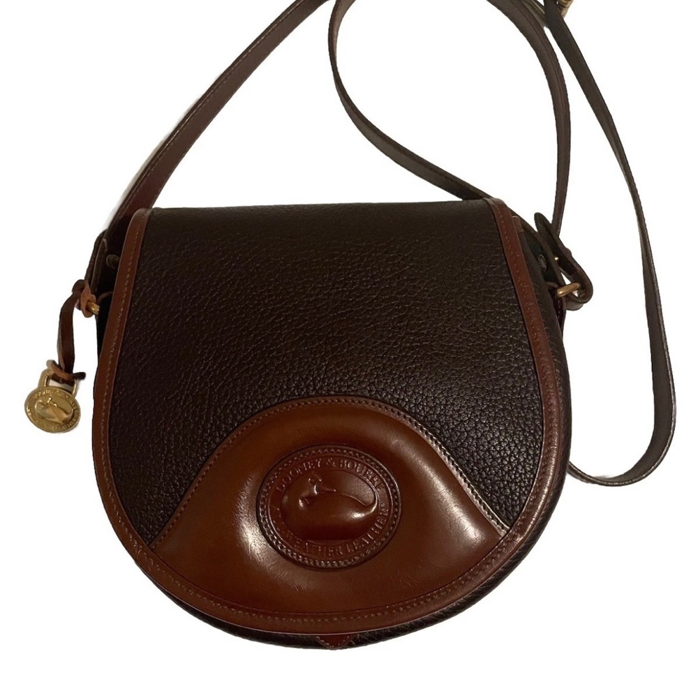 VINTAGE Dooney & Bourke Saddle Bag Equestrian Crossbody All Weather Leather EUC